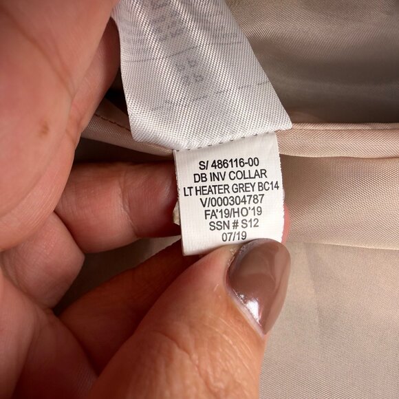 Banana Republic Inverted Collar Light Heather Grey Coat Small Petite - Picture 10 of 12